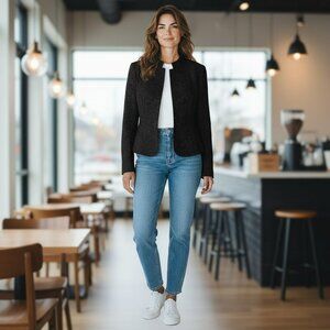 Eccoci Size 10 Black Textured Wool Snap Jacket